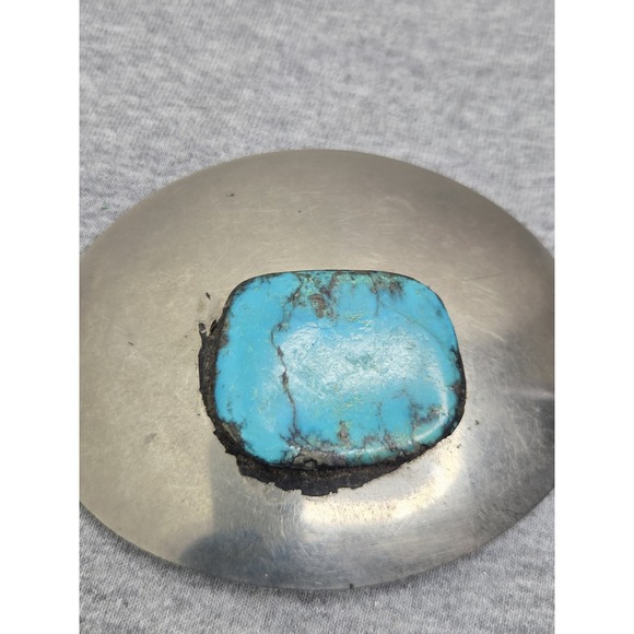Vintage Handmade Womens Large Oblong Turquoise Stone Silver Belt Buckle main image 7